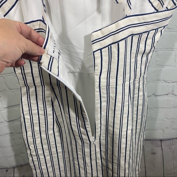 MILLY Apron Dress Cream With Navy Pinstripes 6 - Picture 12 of 14